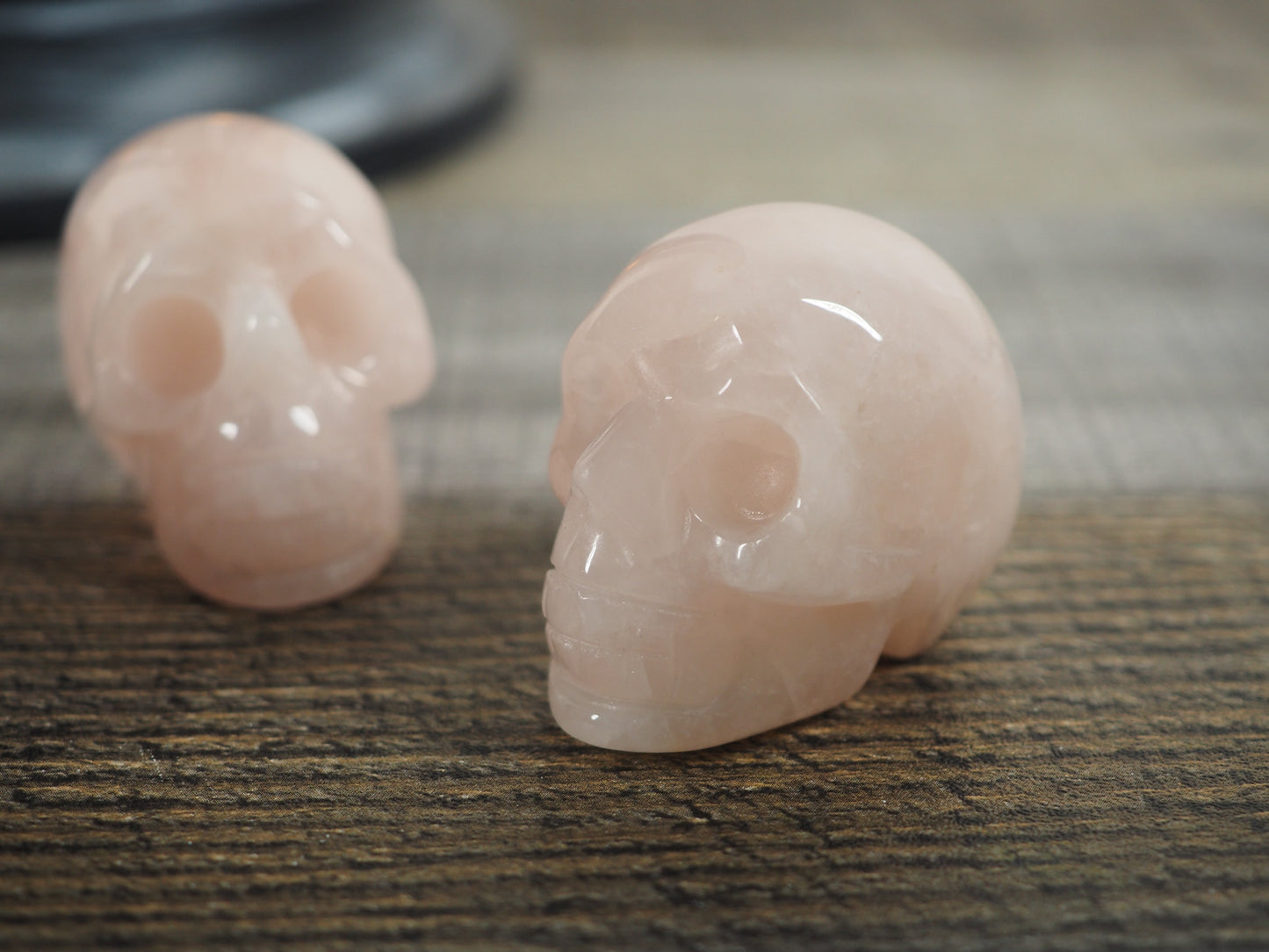 Hand-carved Rose Quartz Mini Skull Carvings