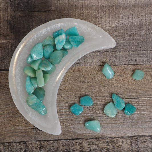 Satin Spar Selenite Moon Bowl Carvings