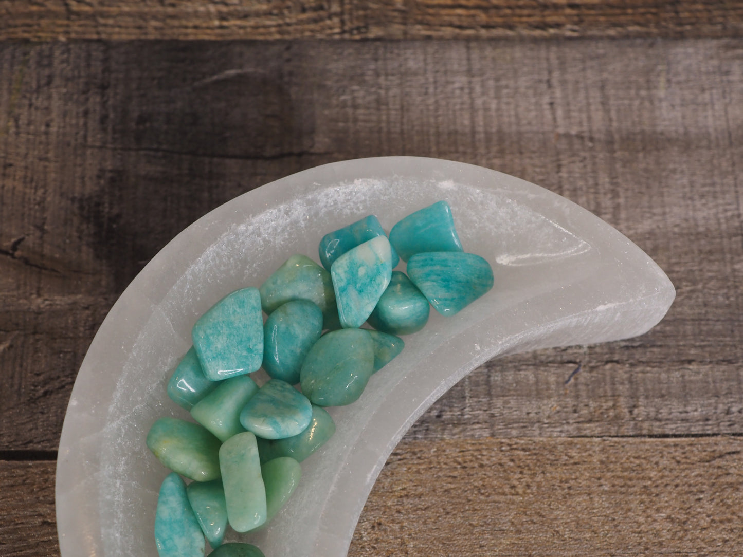 Satin Spar Selenite Moon Bowl Carvings
