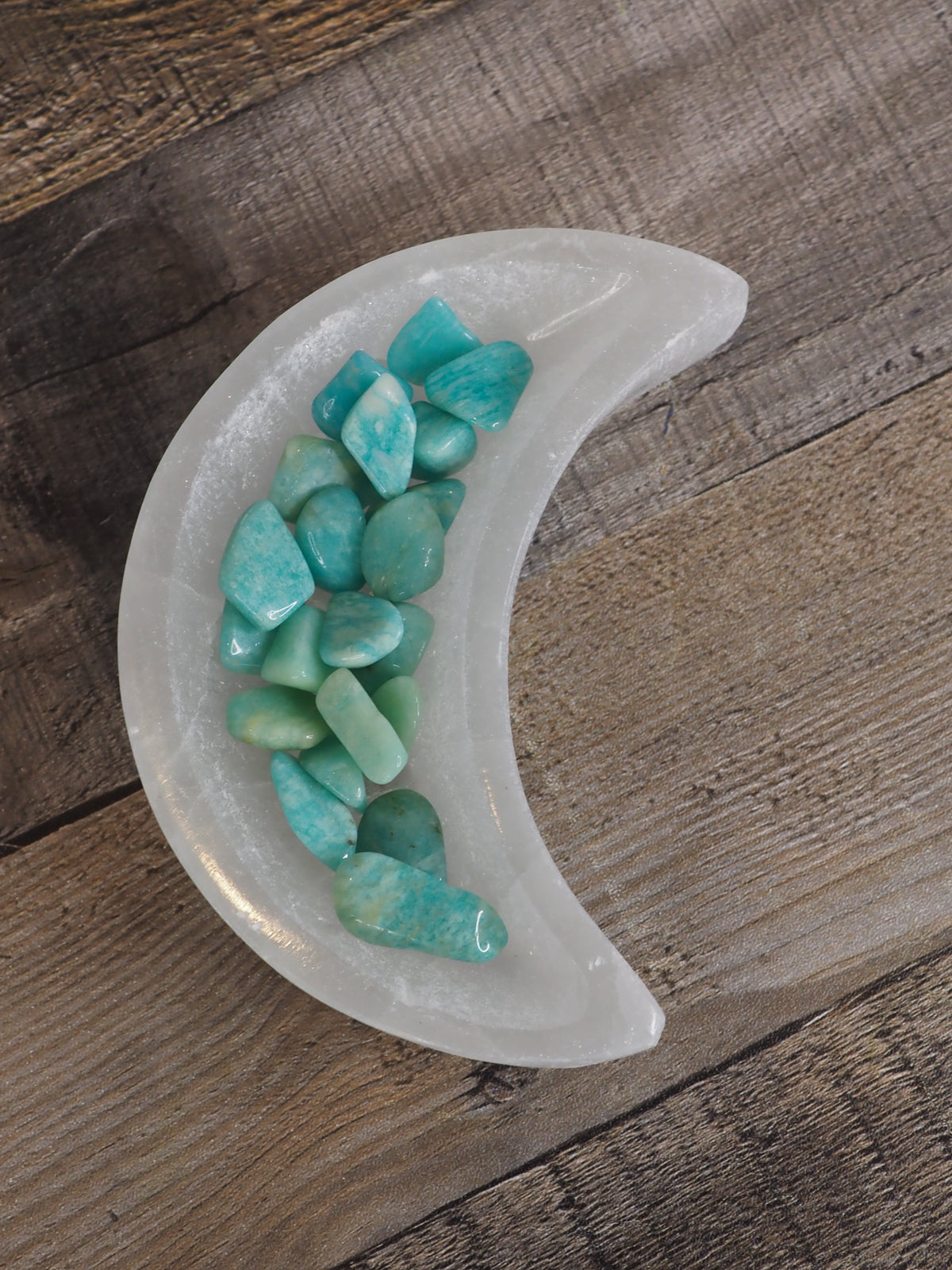 Satin Spar Selenite Moon Bowl Carvings