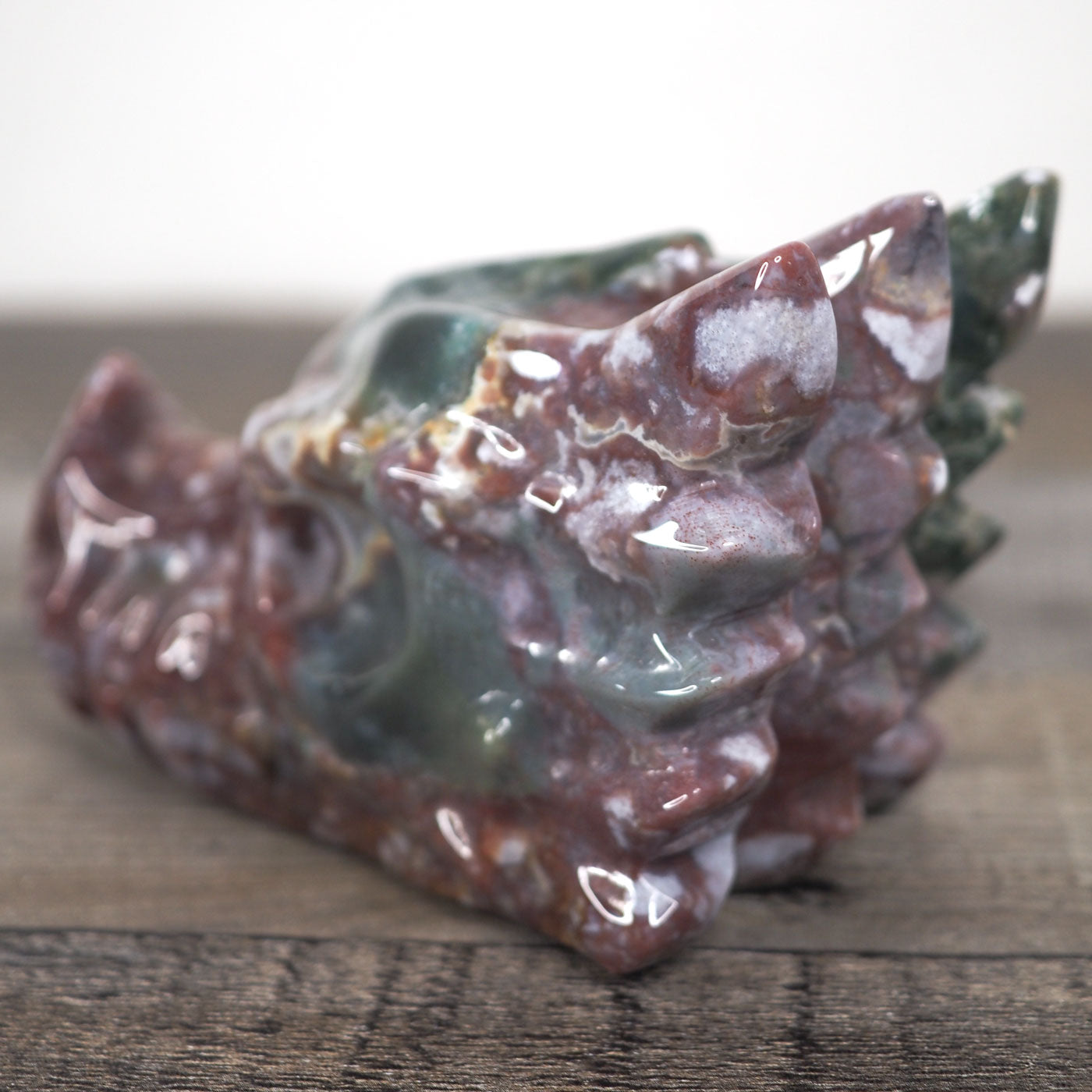 Hand-carved Sea Jasper Dragon Head C