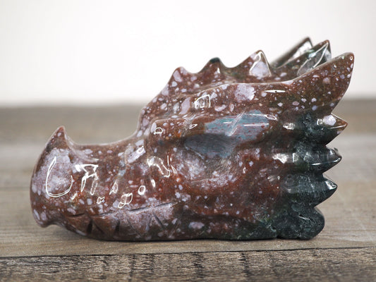 Hand-carved Sea Jasper Dragon Head D