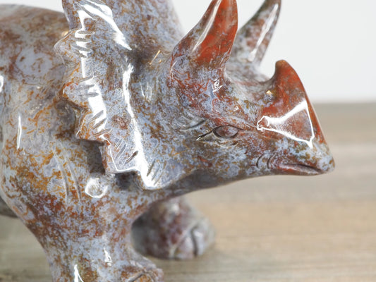 Hand-carved Sea Jasper Triceratops