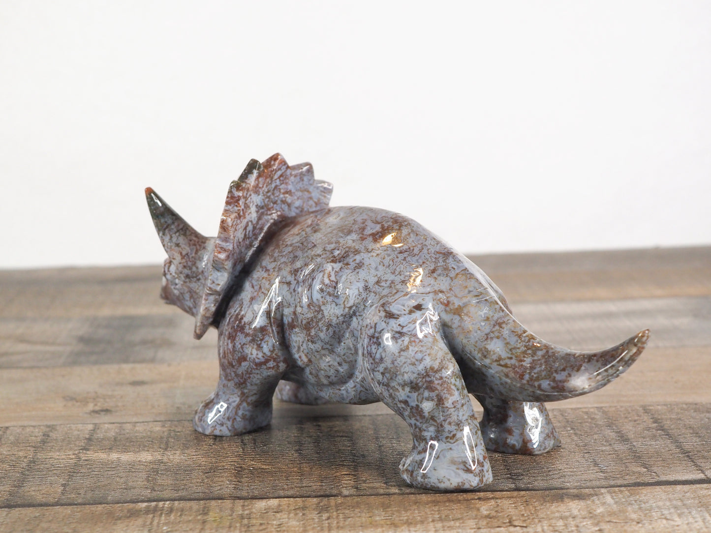 Hand-carved Sea Jasper Triceratops