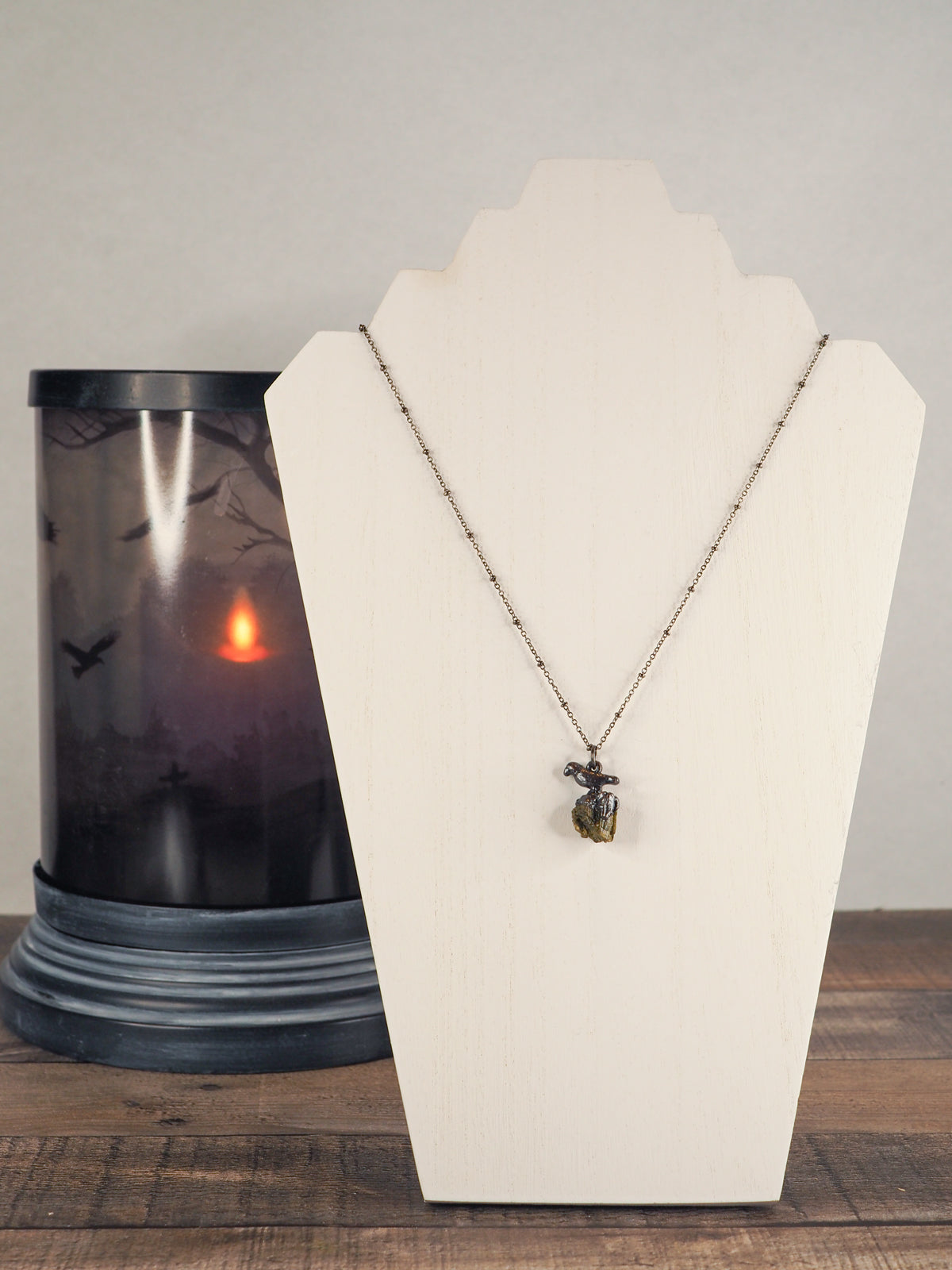 Green Tourmaline Raven Necklace