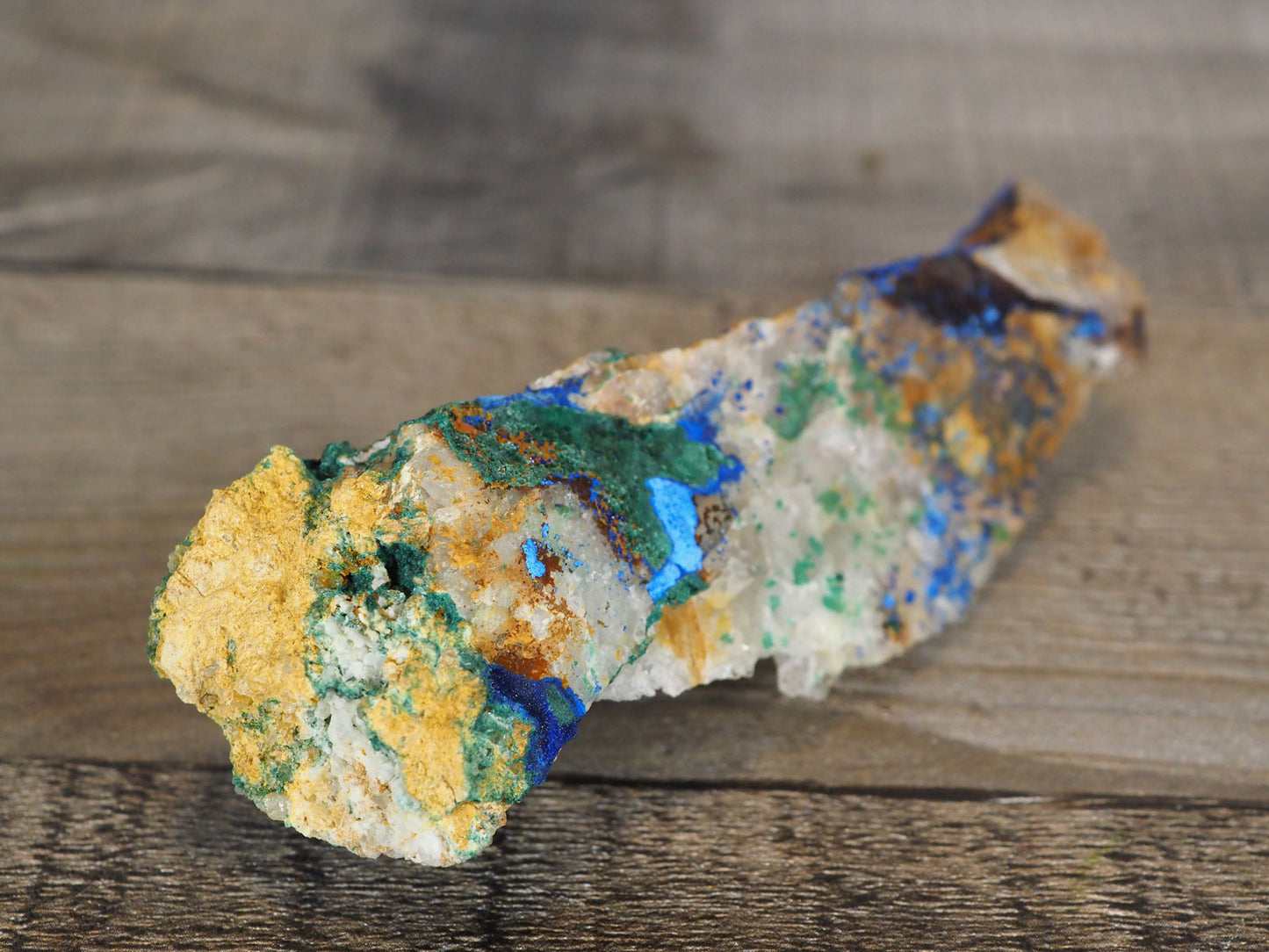 4.3" long Sparkly Azurite with Fibrous Malachite - Closeup of the back