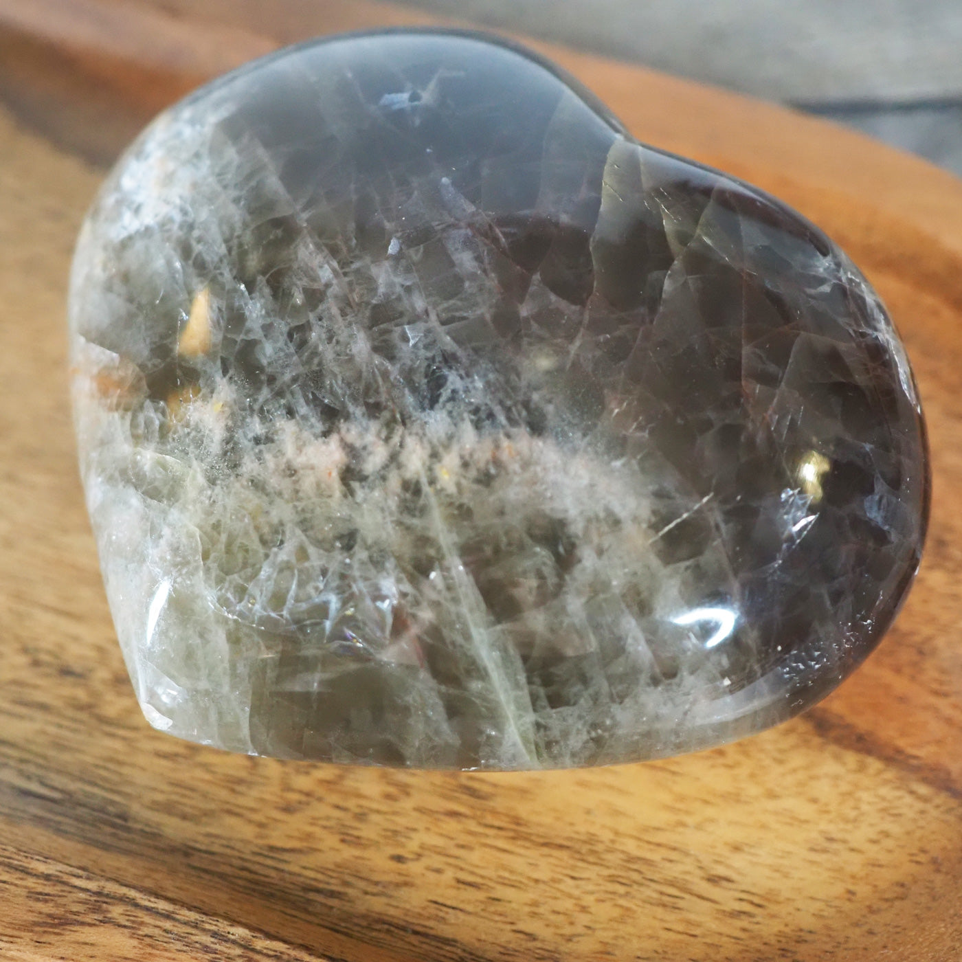 Black Moonstone heart carving from above