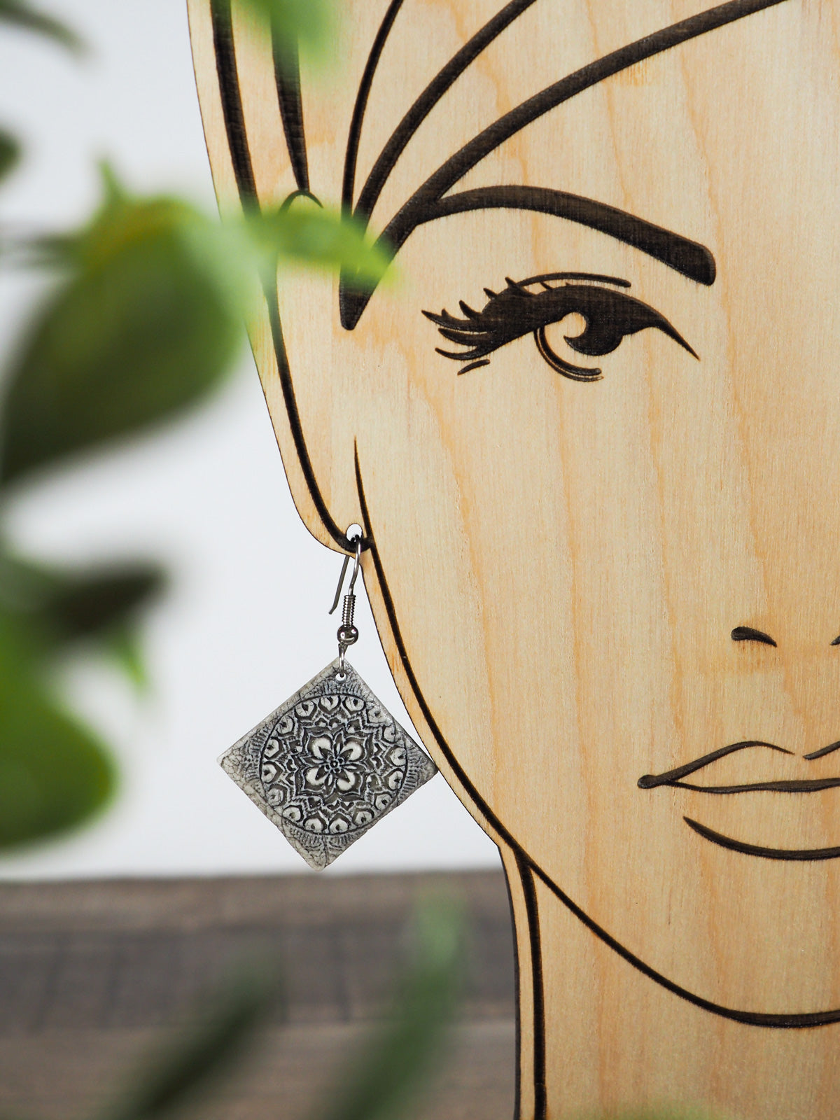 Black and White Mandala Porcelain Earrings