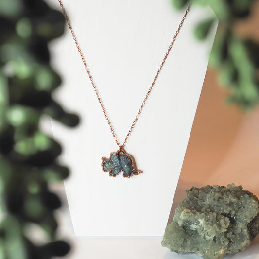 Labradorite Carved Triceratops Necklace