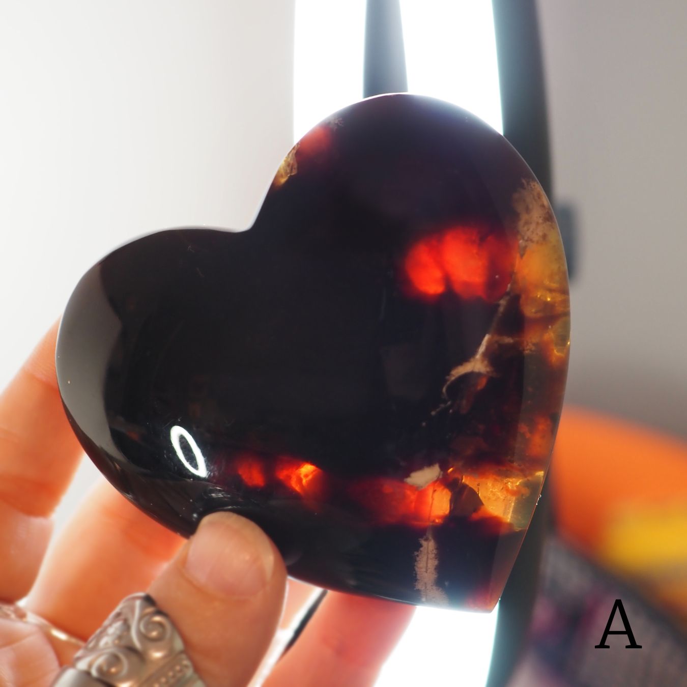 3" Amber Heart Carvings