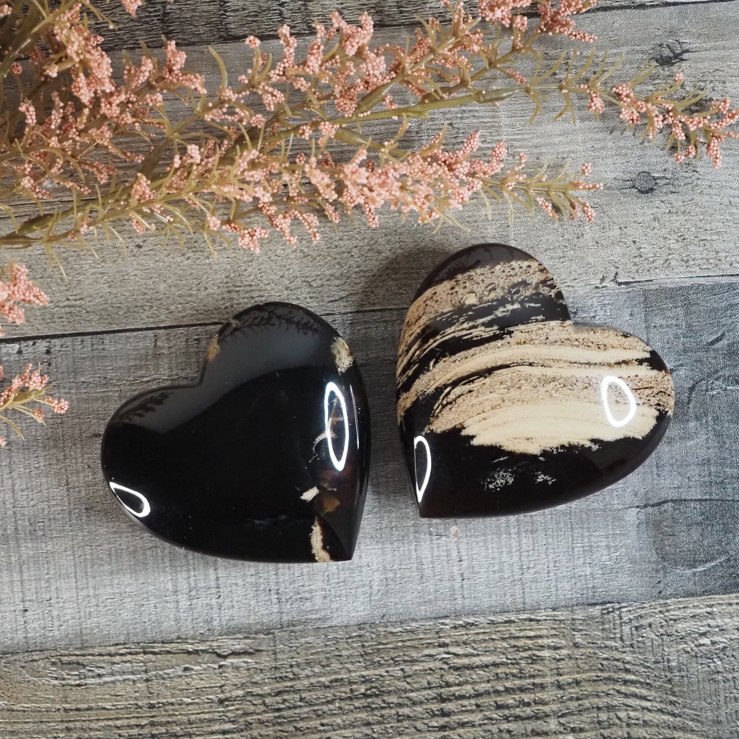 3" Amber Heart Carvings