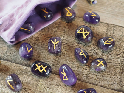 Elder Futhark Handmade Amethyst Rune Set