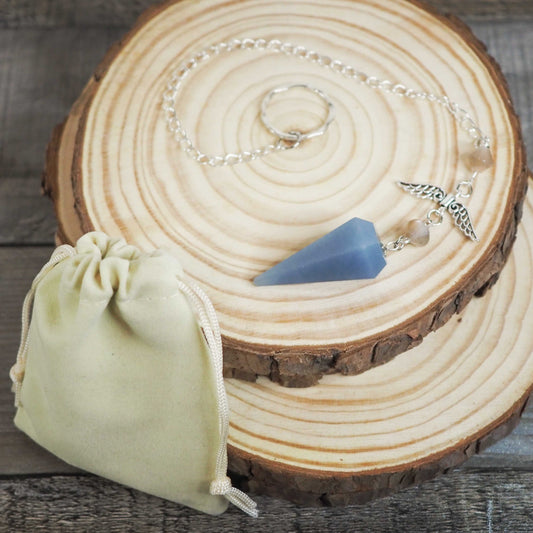 Angelite Pendulums with Peach Moonstone