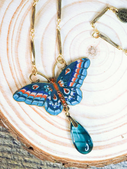 Jill's Garden Blue Zircon Butterfly Necklace