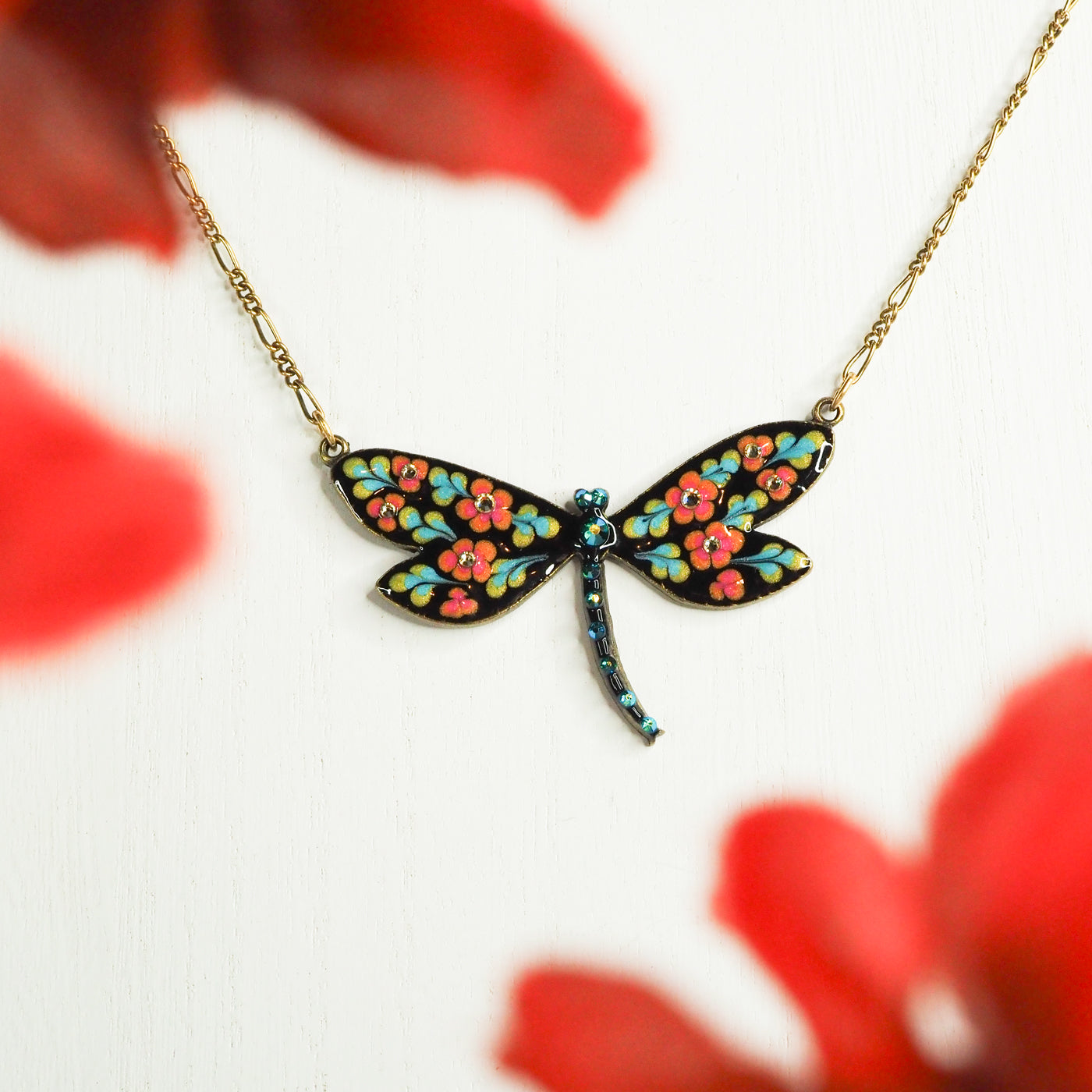 Jill's Garden Kahala Rose Dragonfly Necklace