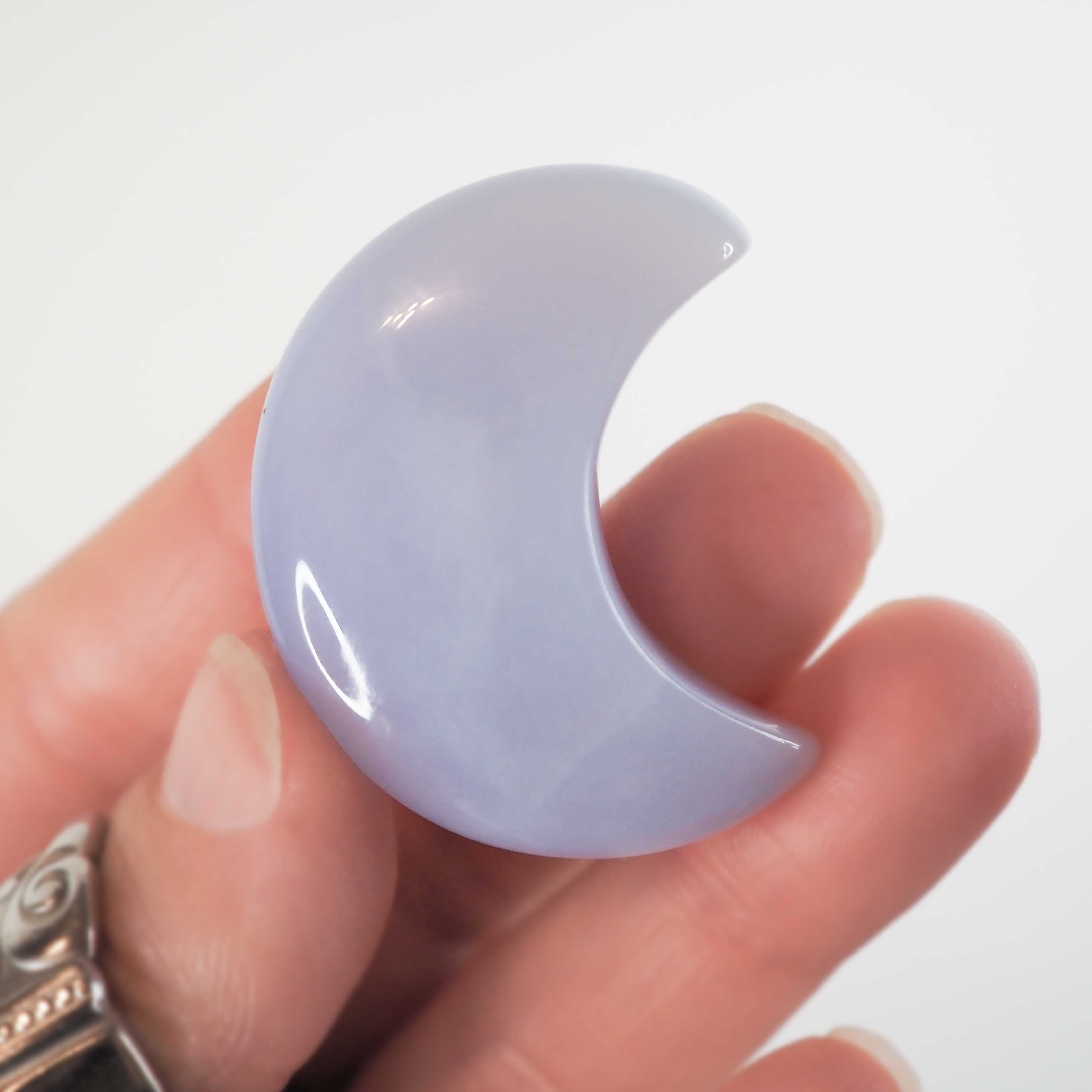 Blue Chalcedony Moon Carvings