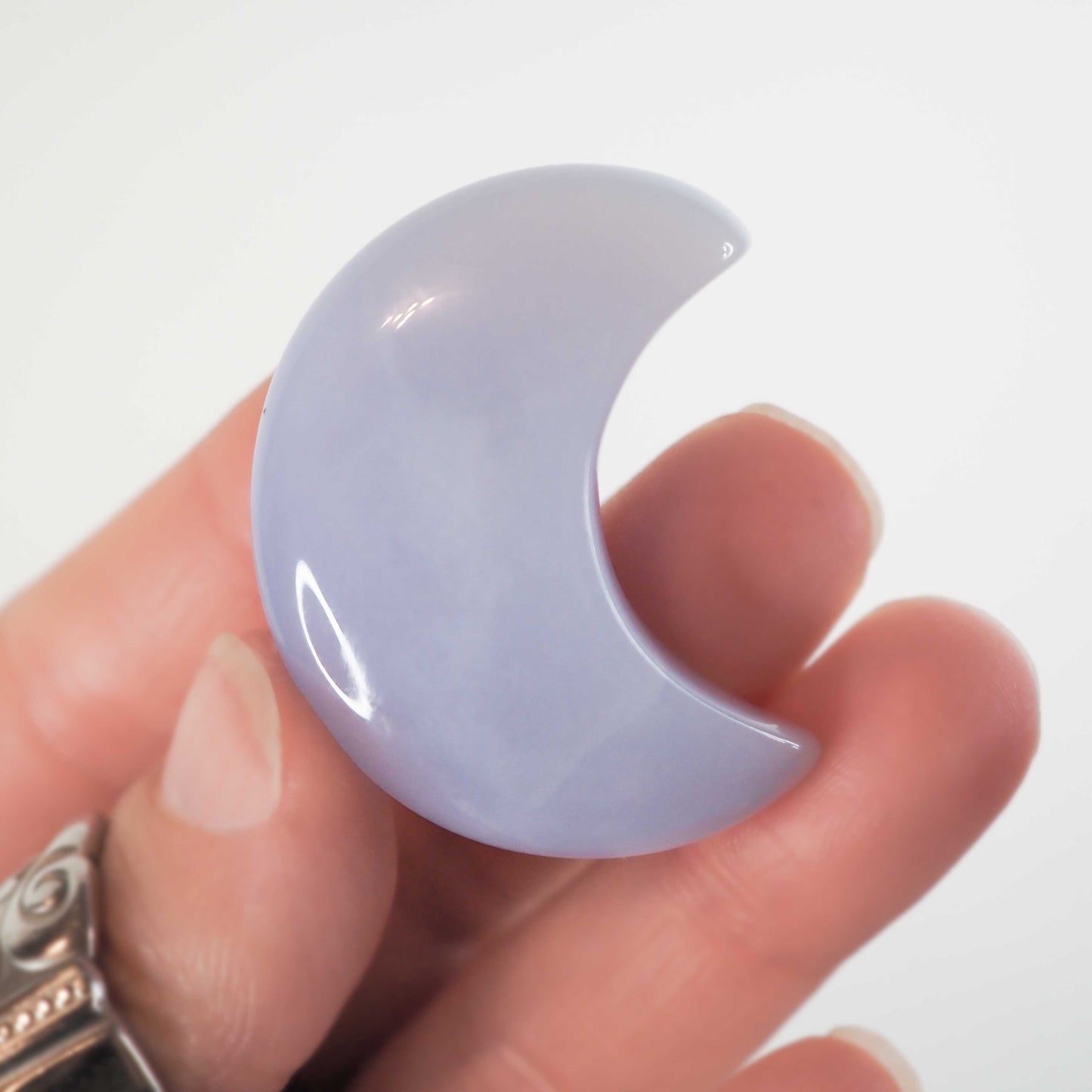 Blue Chalcedony Moon Carvings