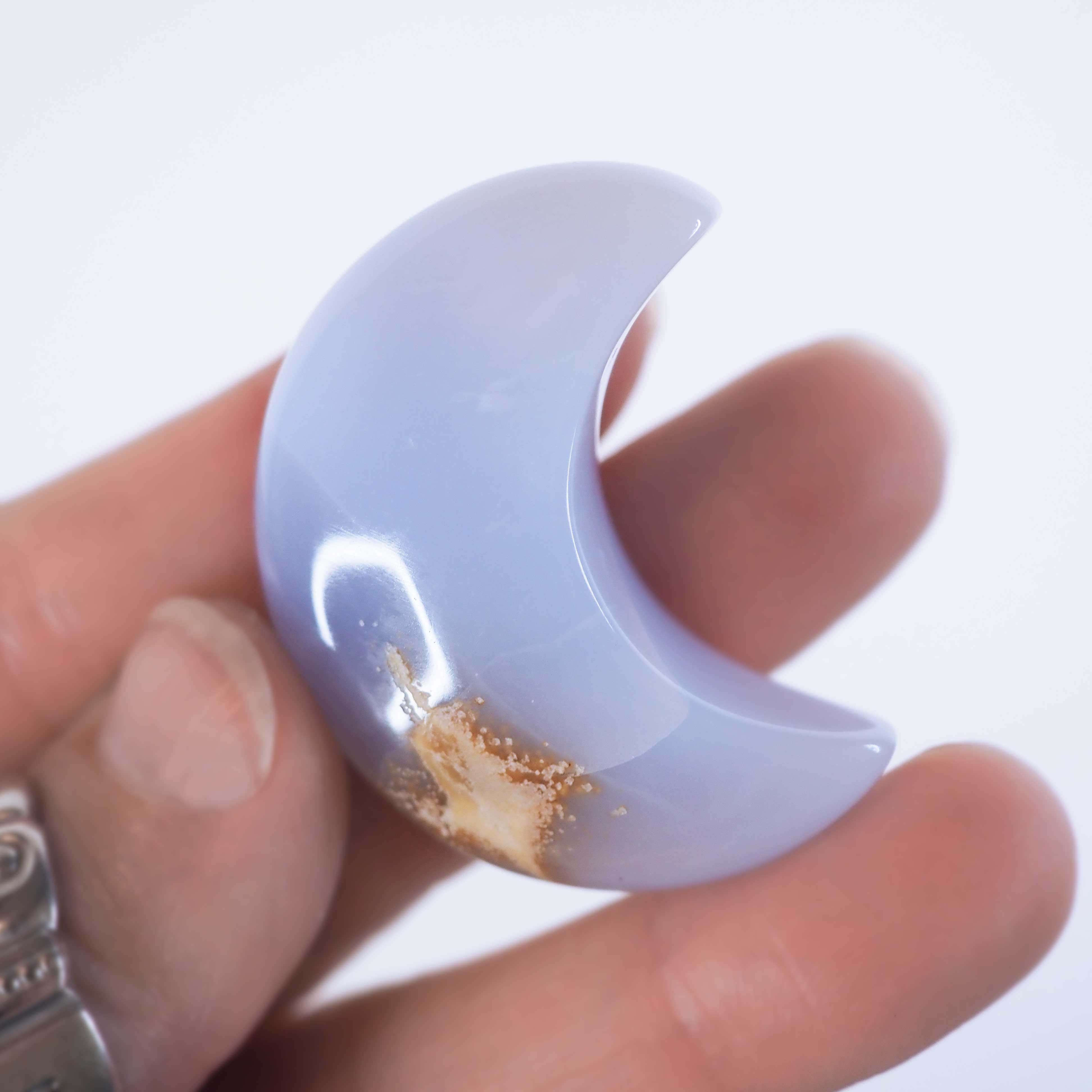 Blue Chalcedony Moon Carvings