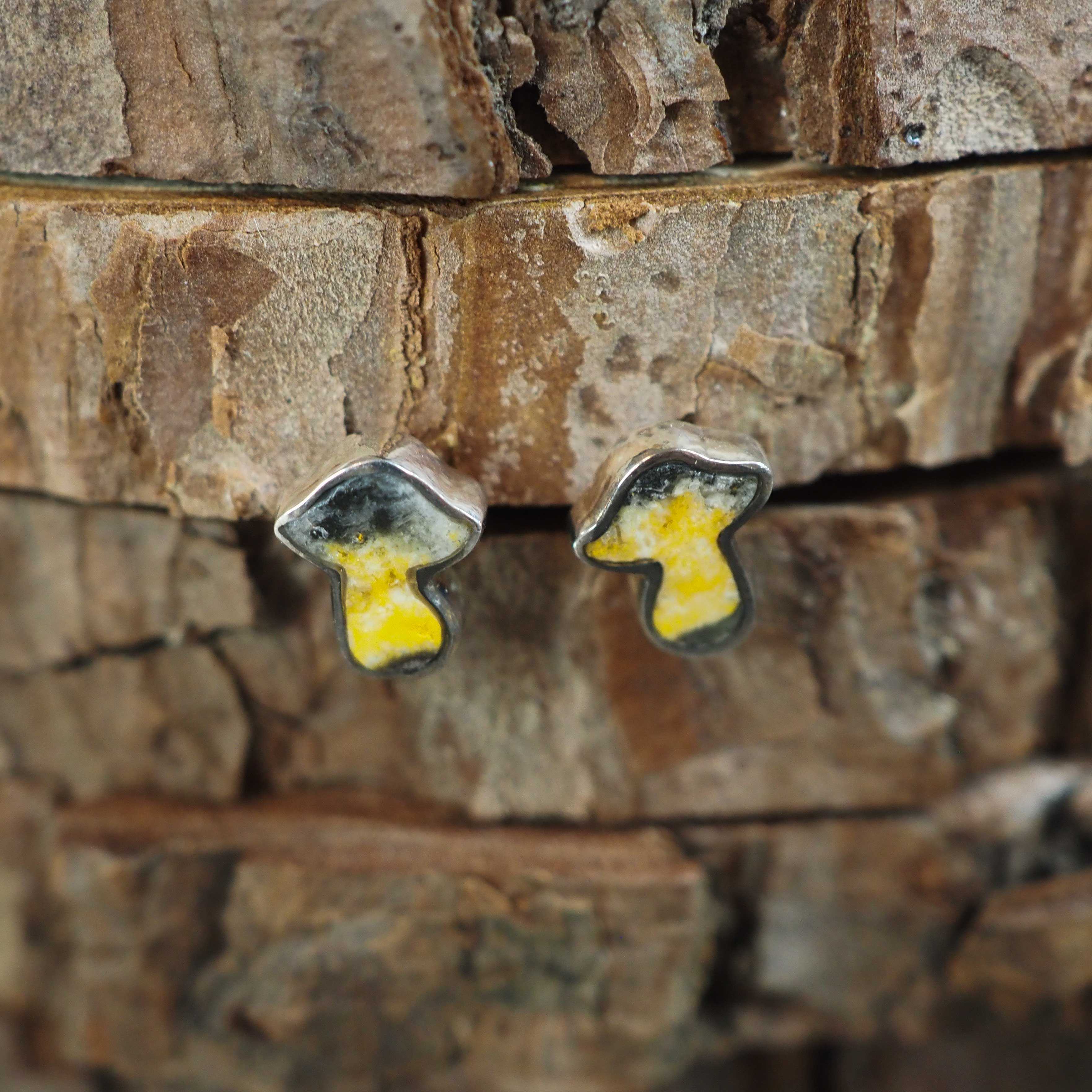 Bumblebee Jasper Mushroom Stud Earrings