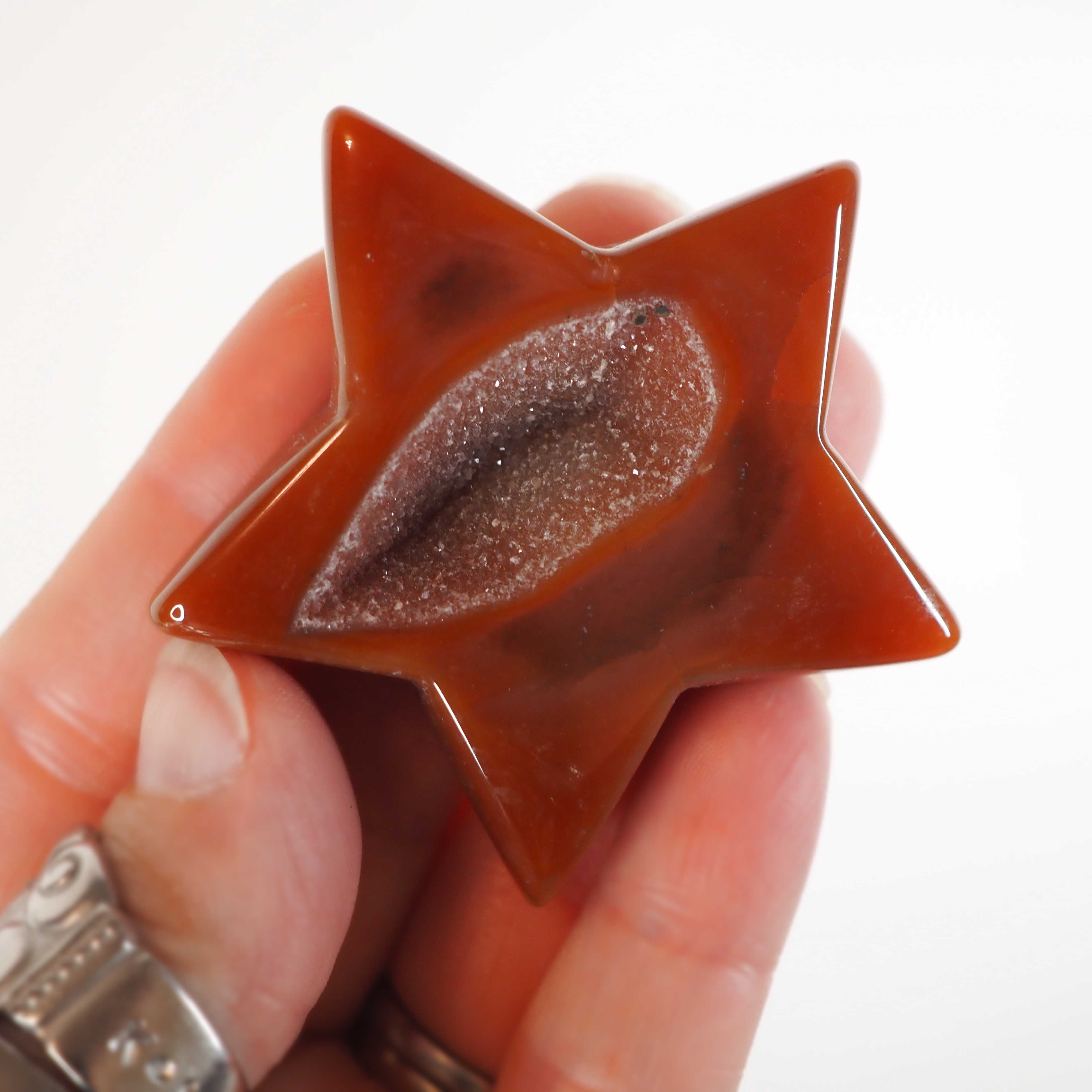 Druzy Carnelian Star Carvings