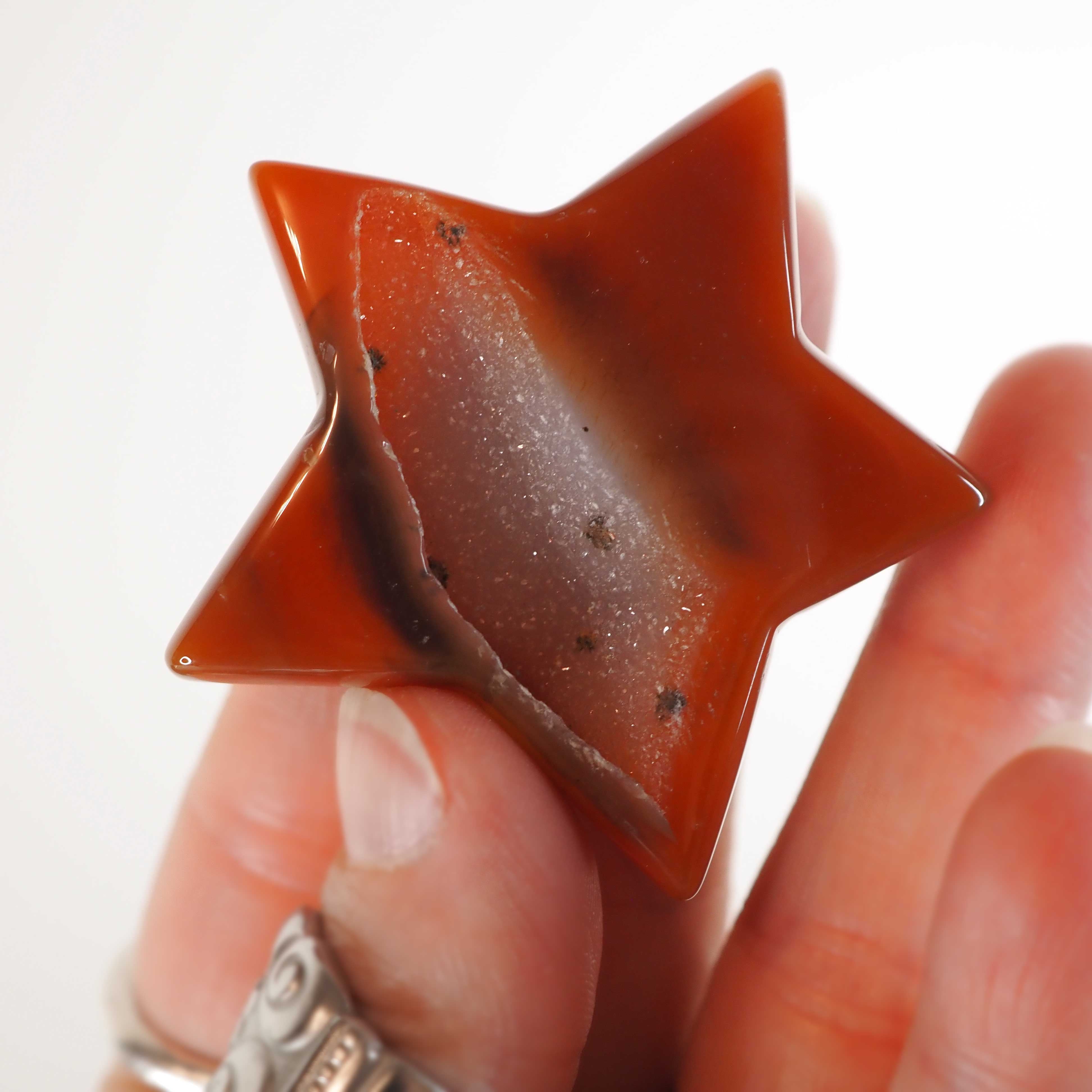 Druzy Carnelian Star Carvings