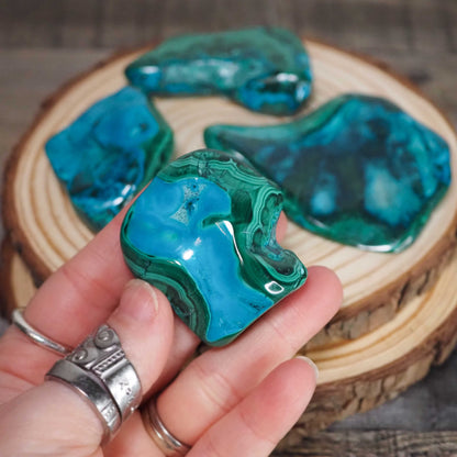 Chrysocolla and Malachite Freeforms E-H