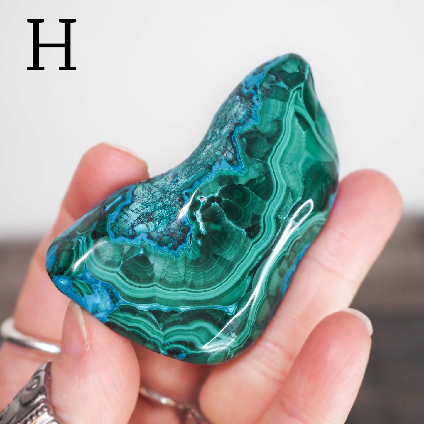 Chrysocolla and Malachite Freeforms E-H