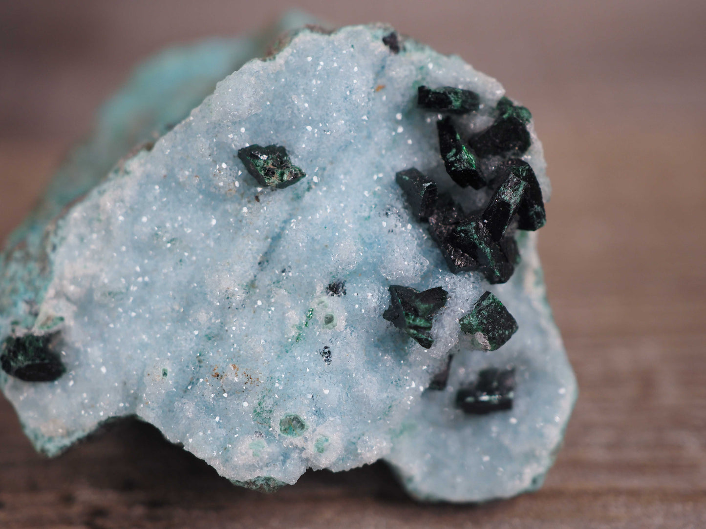 Druzy Chrysocolla Specimen with Malachite Crystals A