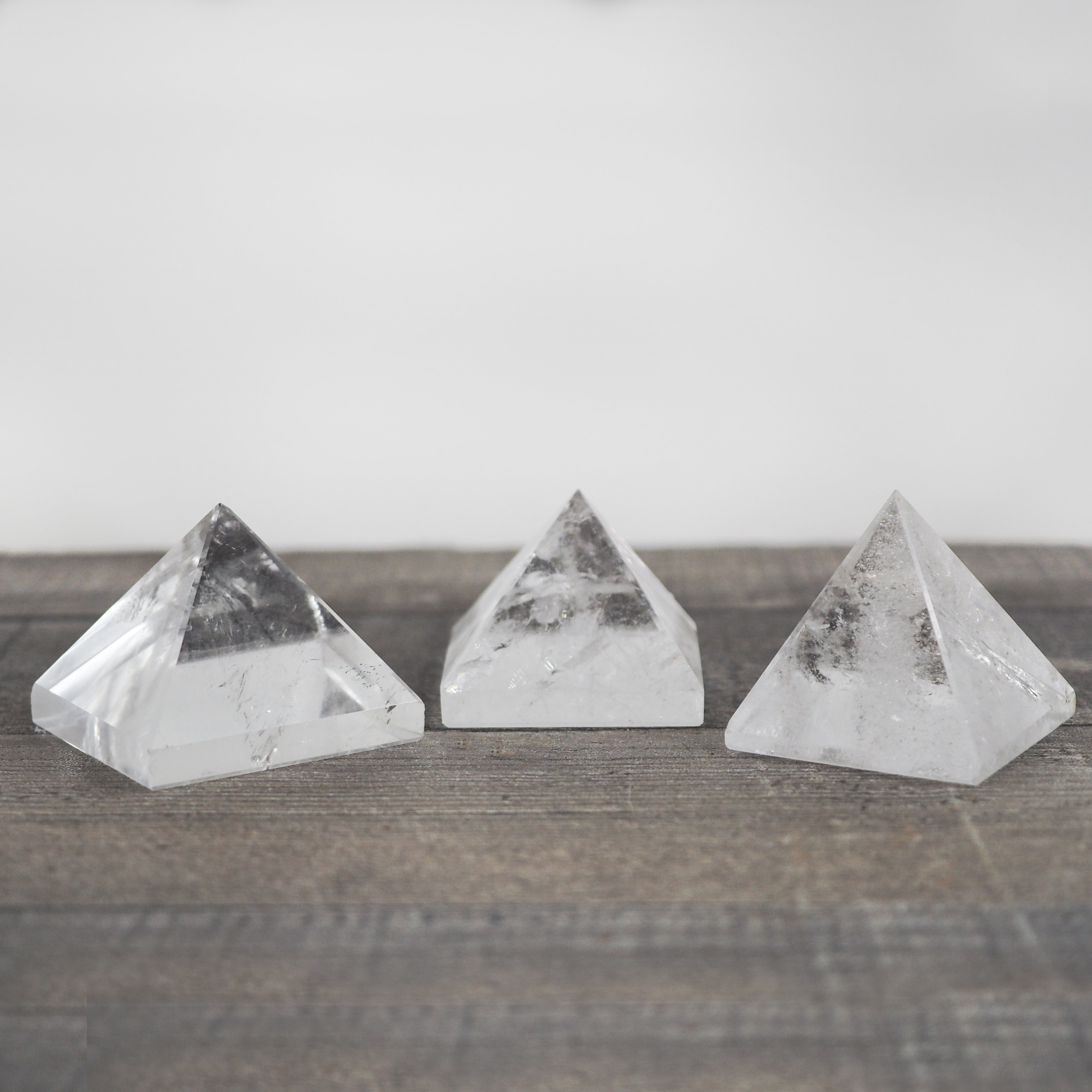 Clear Quartz Pyramid Carvings