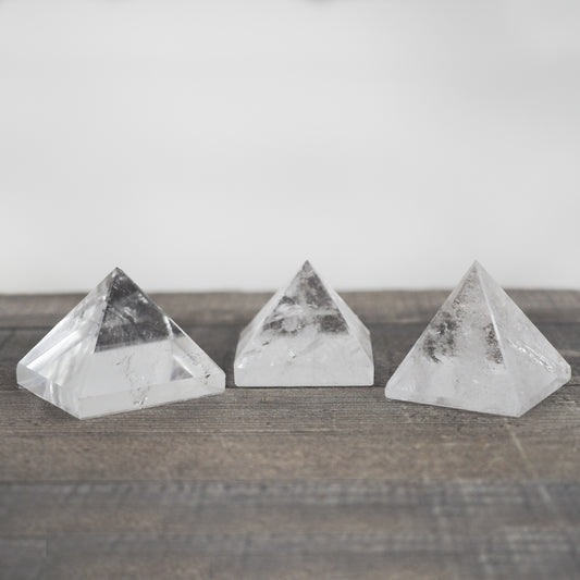 Clear Quartz Pyramid Carvings