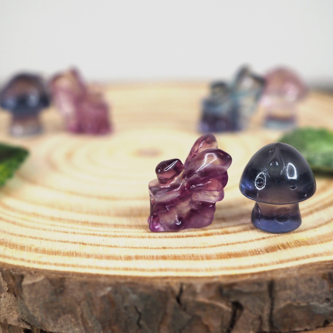 Mini Fluorite Fairy Mushroom Set