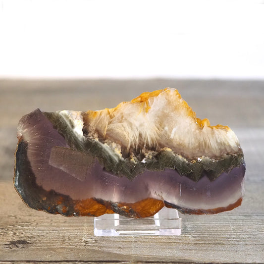Rainbow Fluorite Slab B with Cubic and Acicular Pyrite Inclusions