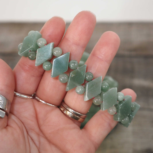 Green Aventurine Diamond Bracelets
