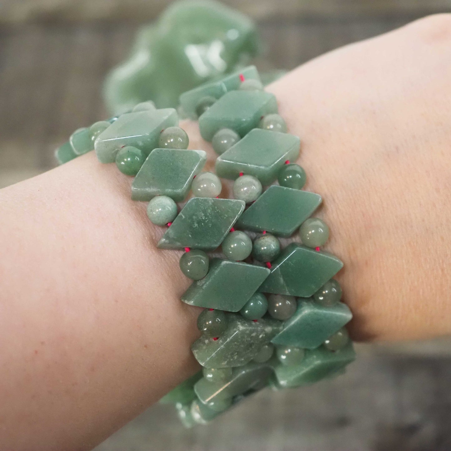 Green Aventurine Diamond Bracelets