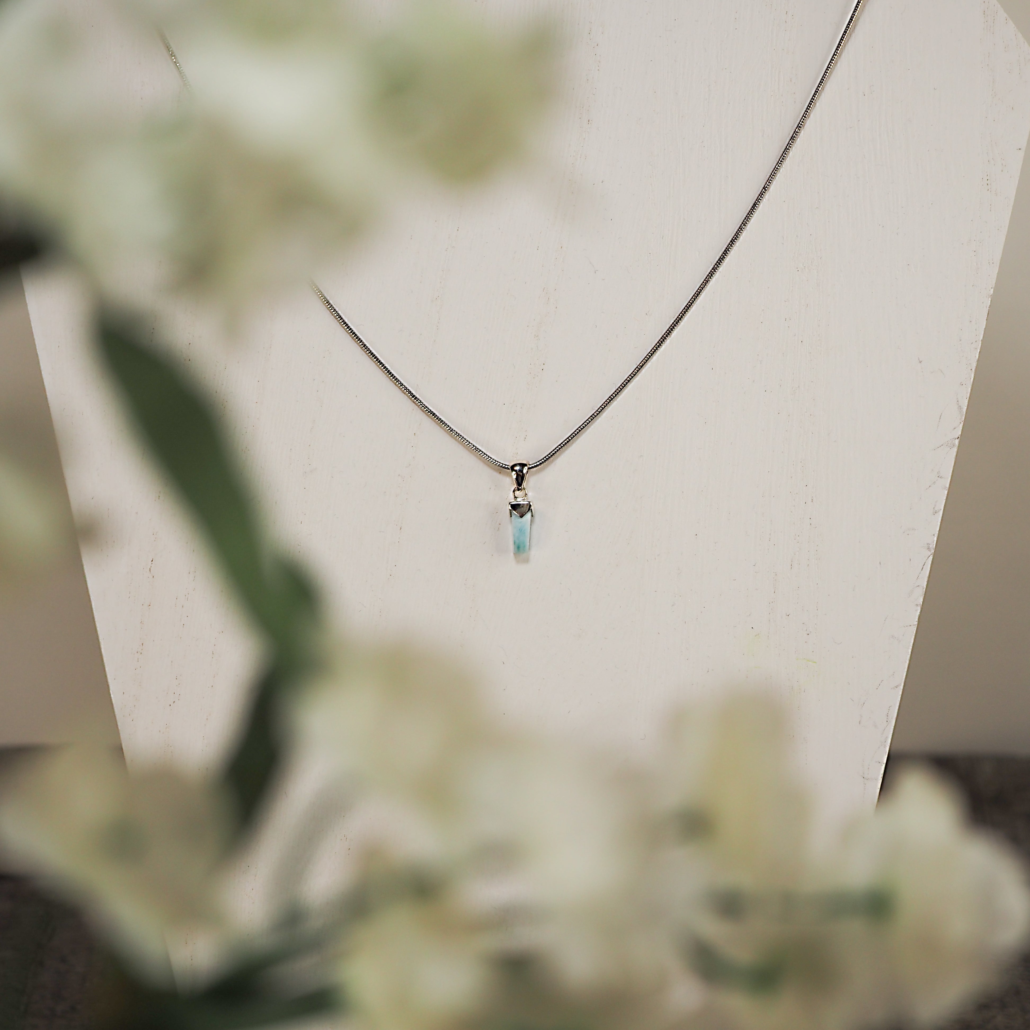 Dainty Silver Larimar Pendants