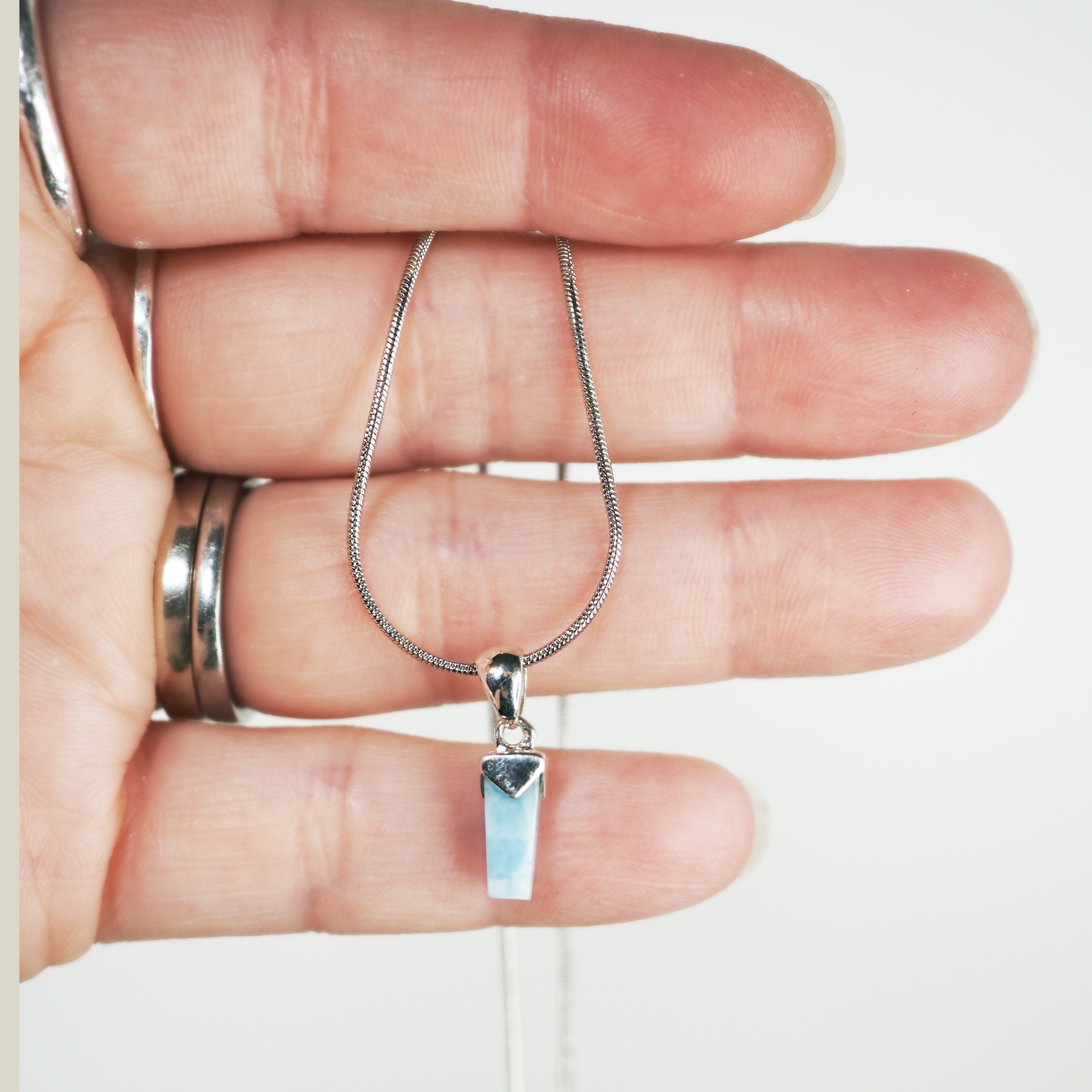 Dainty Silver Larimar Pendants