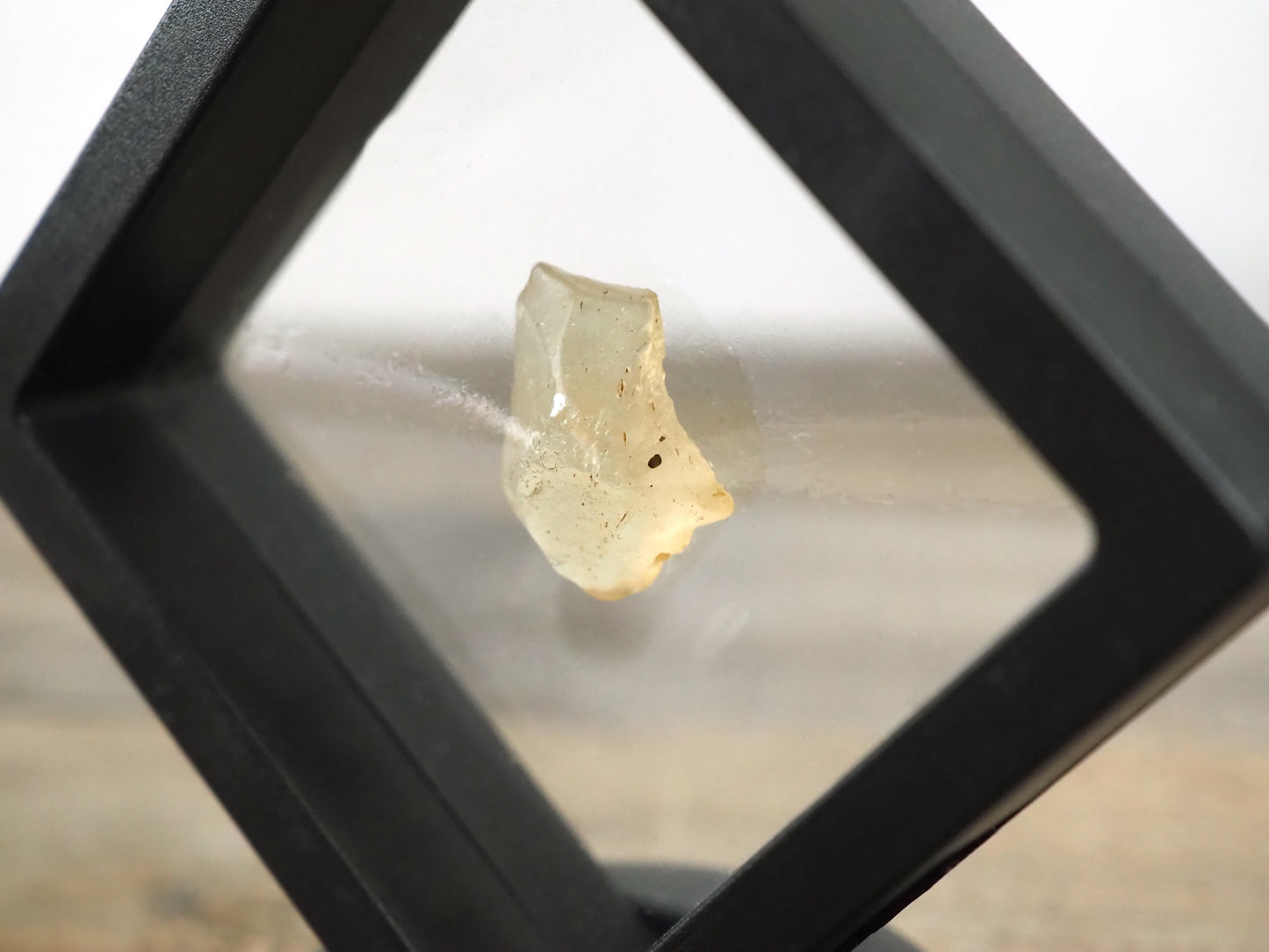 Libyan Desert Glass Specimen C in Floating Frame