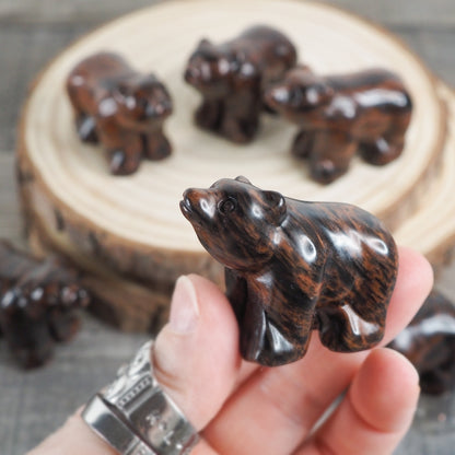 Mahogany Obsidian Mini Bear Carvings