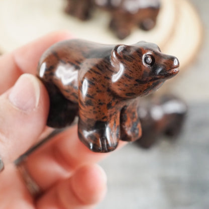 Mahogany Obsidian Mini Bear Carvings
