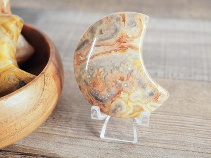 Mexican Lace Agate Small Moon Carvings