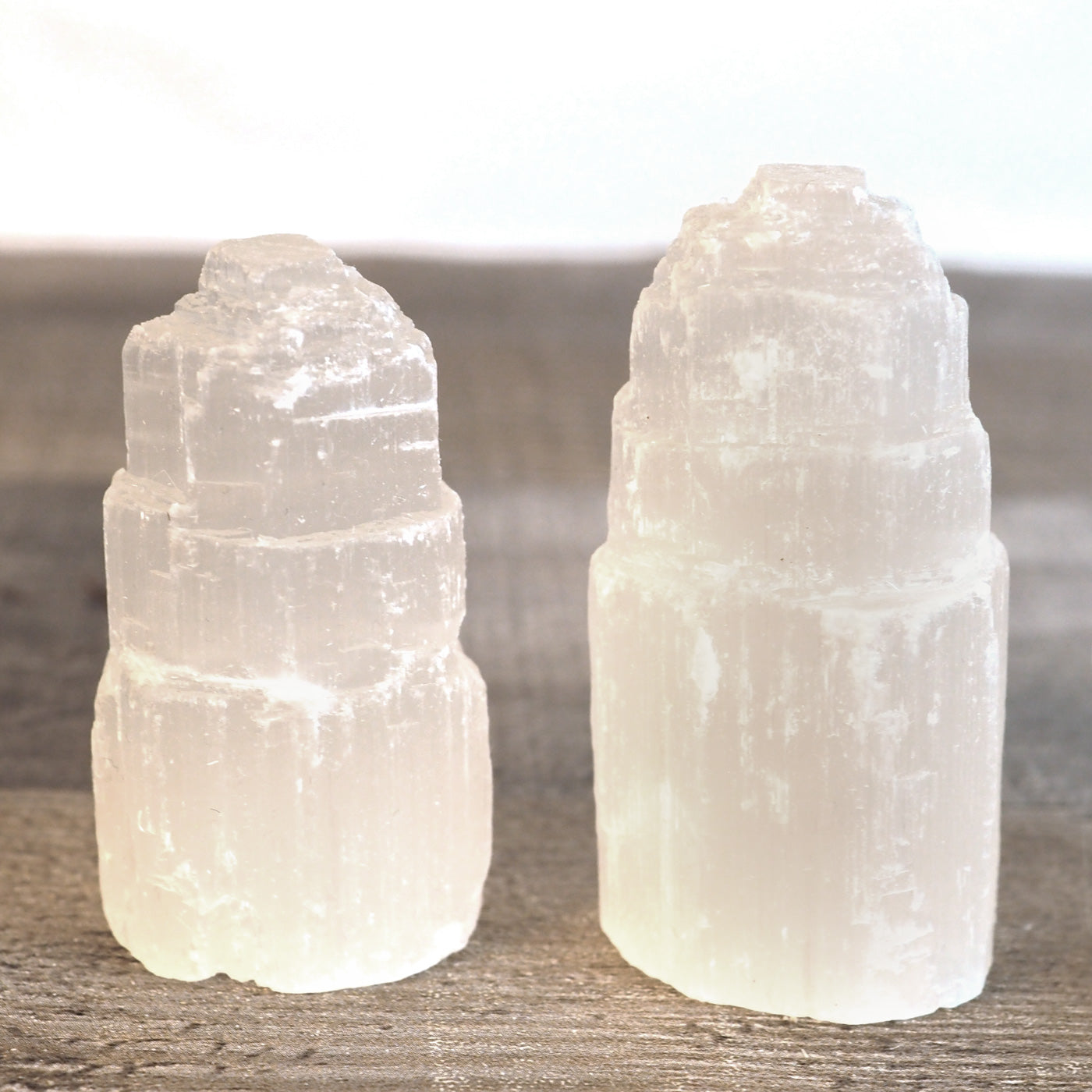 Mini White Satin Spar Selenite Skyscraper Towers