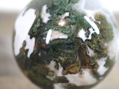 Moss Agate Sphere C with Quartz and Druzy