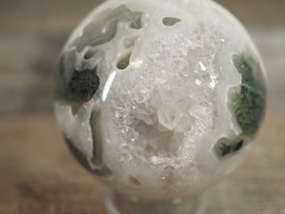 Moss Agate Sphere H with Sparkling Quartz