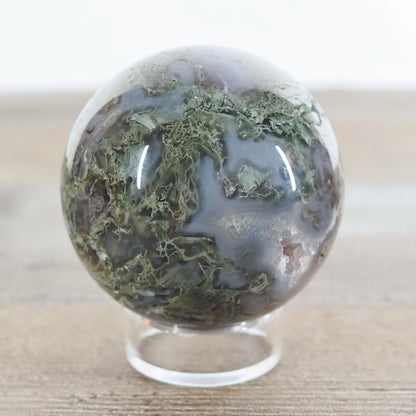 Moss Agate Sphere with Blue Chalcedony