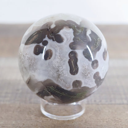 Moss Agate Sphere with Quartz