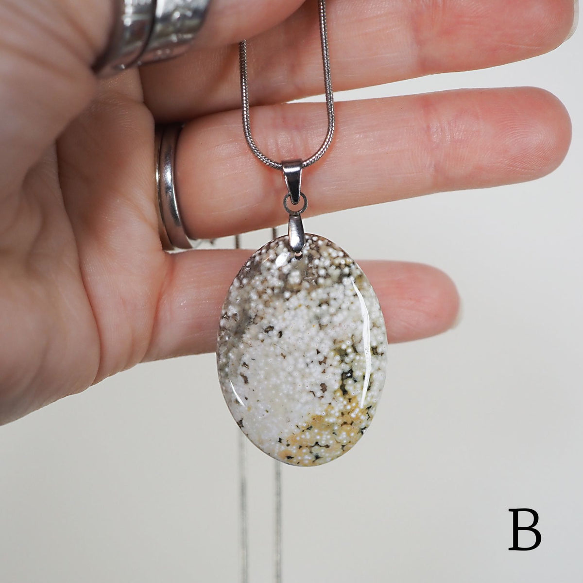 Pendentif En Océan Jaspe Naturel Et Argent 925 Sterling - Fait Main, Unique - 2.25 Pouces