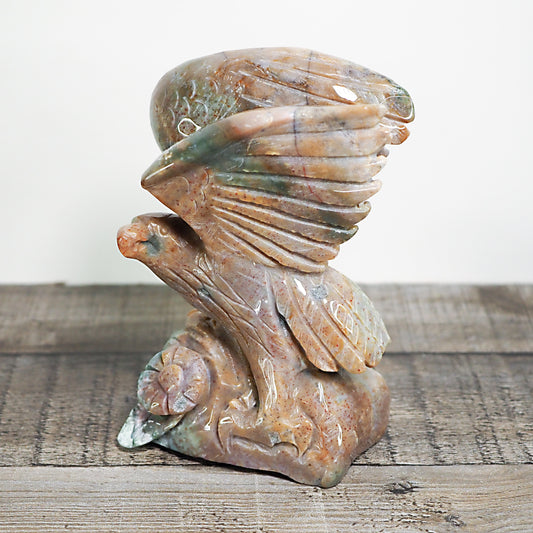 Hand-carved Sea (Ocean) Jasper Hawk