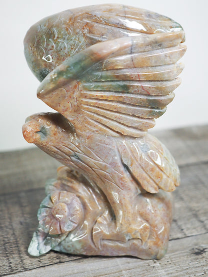 Hand-carved Sea (Ocean) Jasper Hawk