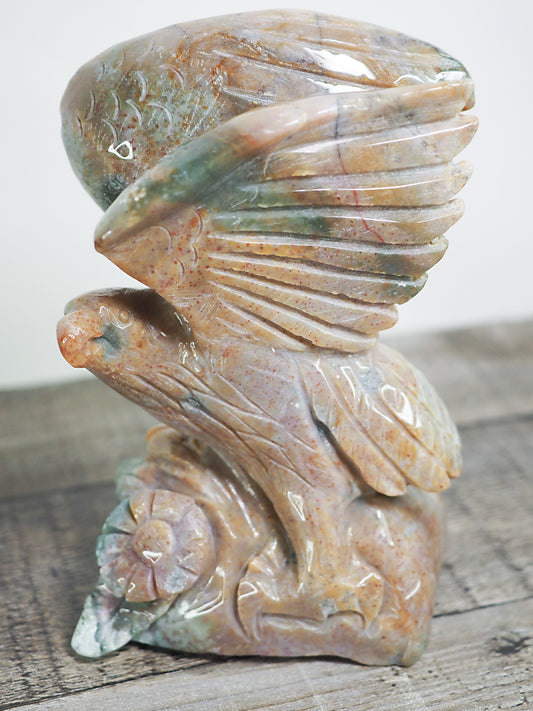 Hand-carved Sea (Ocean) Jasper Hawk