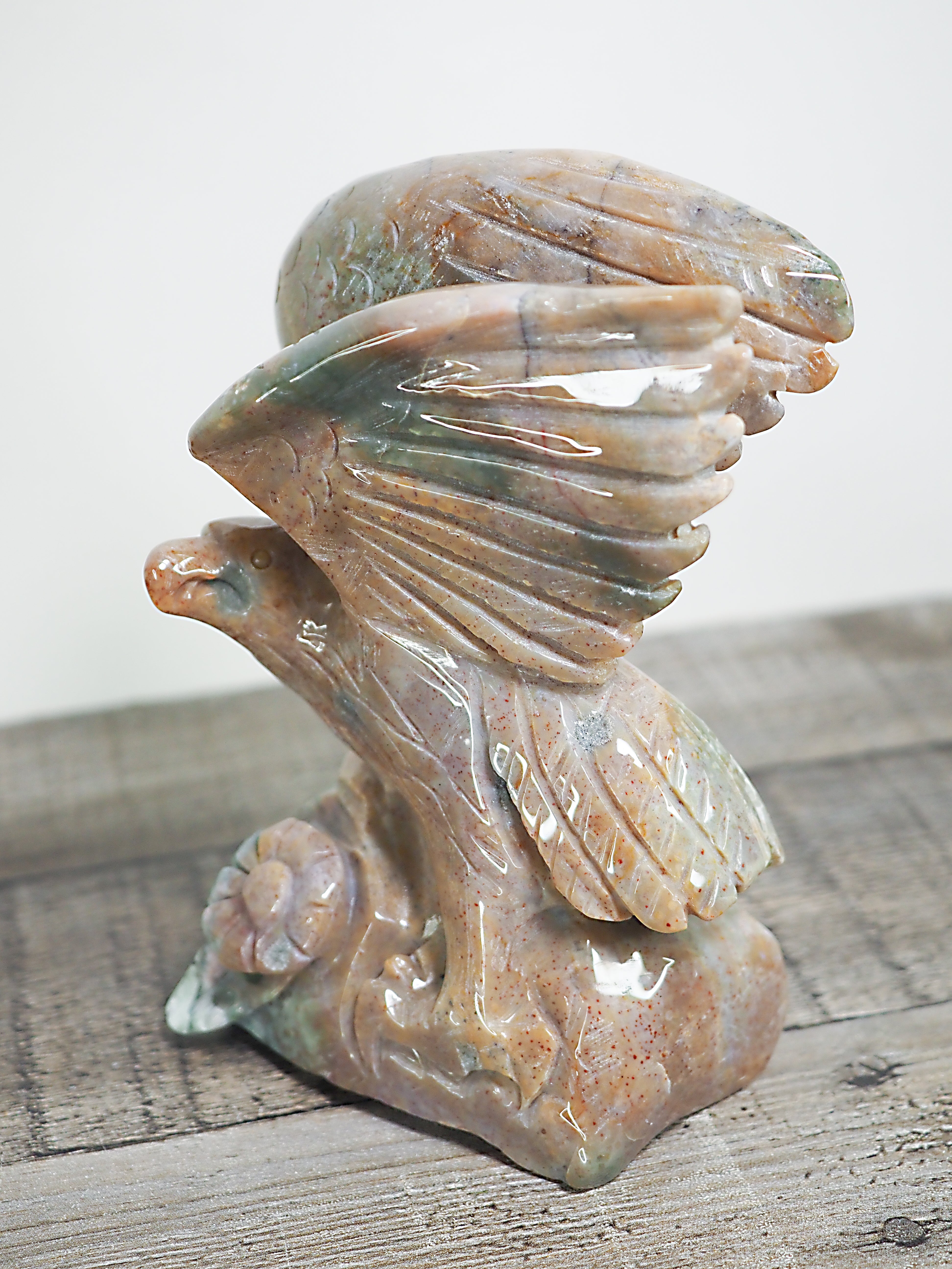 Hand-carved Sea (Ocean) Jasper Hawk